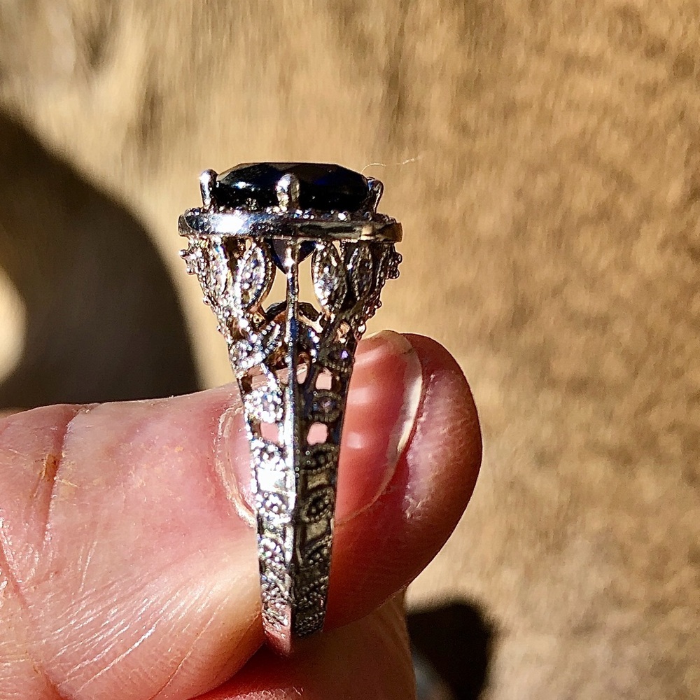 Unique Silver and Blue Gemstone Ring